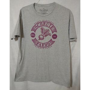 The Office TV Show Men's Graphic T-Shirt Schrute Farms Beet Winery XL Gray S/S